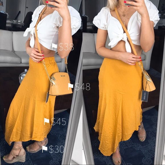 🆕 MUSTARD YELLOW ASYMMETRICAL MAXI SKIRT! - Picture 5 of 7